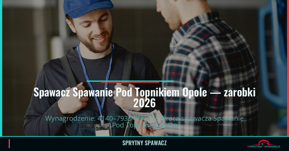 Zarobki spawacza Spawanie Pod Topnikiem w Opolu 1 Spawacz Spawanie Pod Topnikiem Opole — zarobki 4140–7935 PLN/mc — SprytnySpawacz.pl