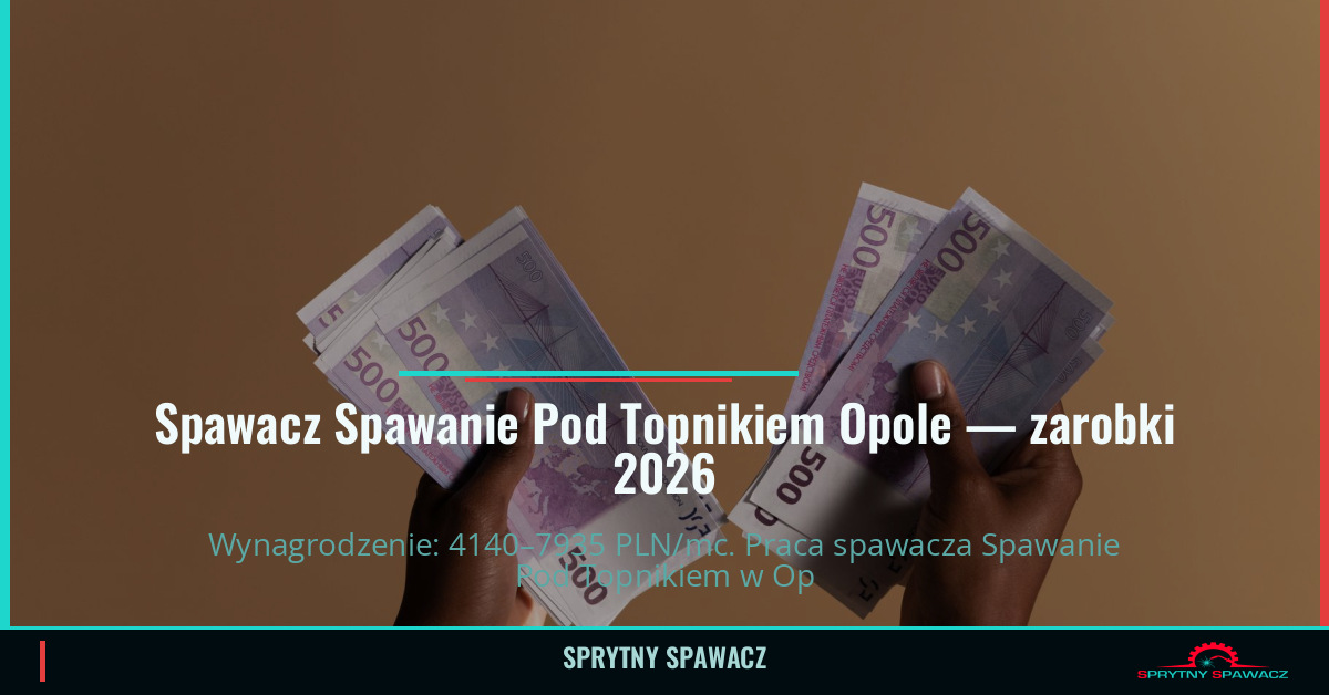 Zarobki spawacza Spawanie Pod Topnikiem w Opolu 1 Spawacz Spawanie Pod Topnikiem Opole — zarobki 4140–7935 PLN/mc — SprytnySpawacz.pl