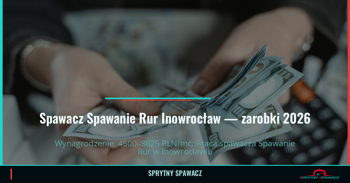 Zarobki spawacza Spawanie Rur w Inowrocławiu 1 Spawacz Spawanie Rur Inowrocław — zarobki 4500–8625 PLN/mc — SprytnySpawacz.pl