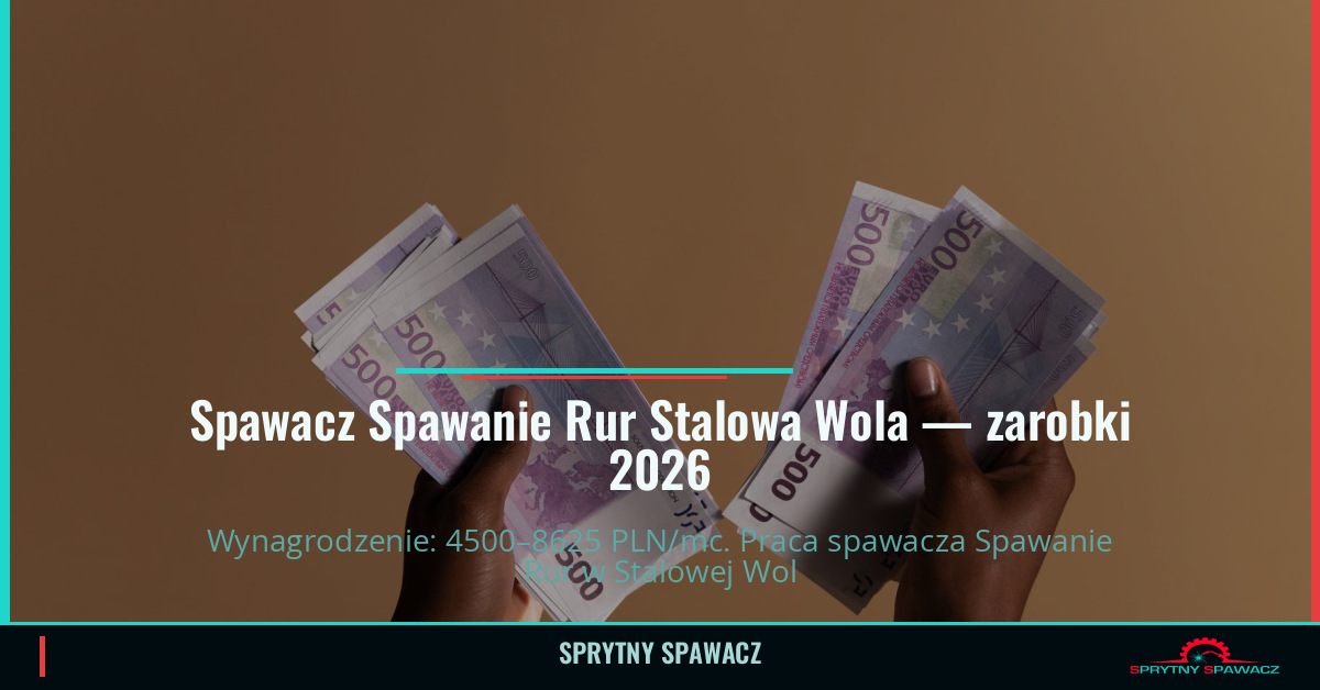 Zarobki spawacza Spawanie Rur w Stalowej Woli 1 Spawacz Spawanie Rur Stalowa Wola — zarobki 4500–8625 PLN/mc — SprytnySpawacz.pl