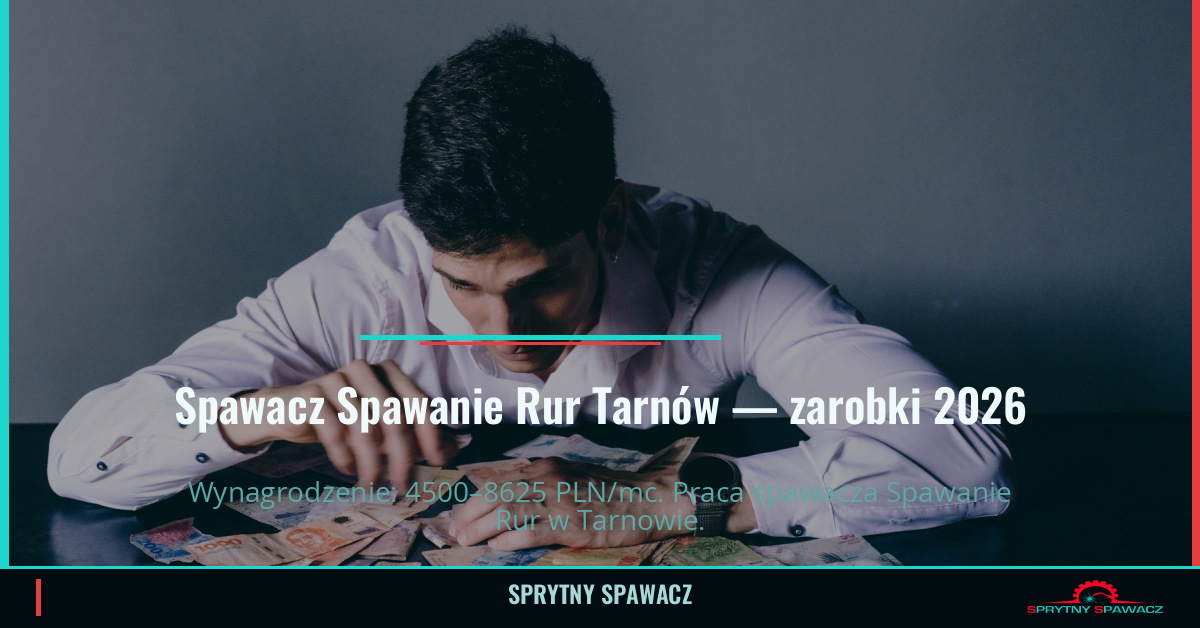 Zarobki spawacza Spawanie Rur w Tarnowie 1 Spawacz Spawanie Rur Tarnów — zarobki 4500–8625 PLN/mc — SprytnySpawacz.pl