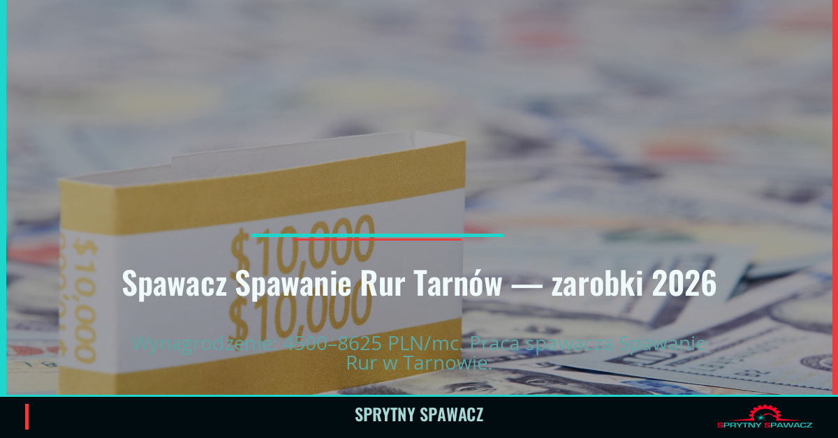 Zarobki spawacza Spawanie Rur w Tarnowie — Lipiec 2026 1 Spawacz Spawanie Rur Tarnów — zarobki 4500–8625 PLN/mc — SprytnySpawacz.pl