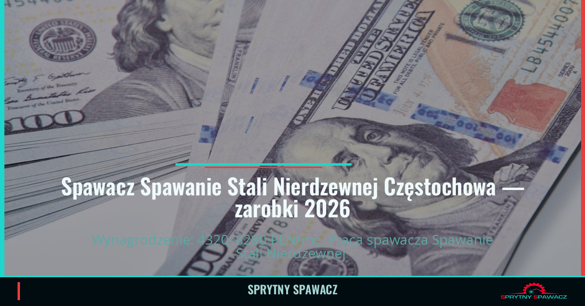 Zarobki spawacza Spawanie Stali Nierdzewnej w Częstochowie 1 Spawacz Spawanie Stali Nierdzewnej Częstochowa — zarobki 4320–8280 PLN/mc — SprytnySpawacz.pl