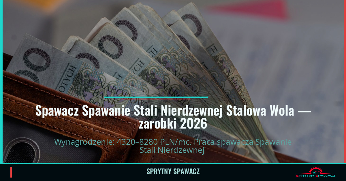 Zarobki spawacza Stali Nierdzewnej w Stalowej Woli 1 Spawacz Spawanie Stali Nierdzewnej Stalowa Wola — zarobki 4320–8280 PLN/mc — SprytnySpawacz.pl