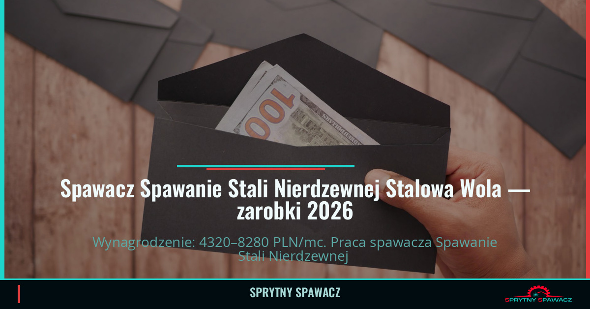 Zarobki spawacza Stalowa Wola - Spawanie Stali Nierdzewnej 1 Spawacz Spawanie Stali Nierdzewnej Stalowa Wola — zarobki 4320–8280 PLN/mc — SprytnySpawacz.pl