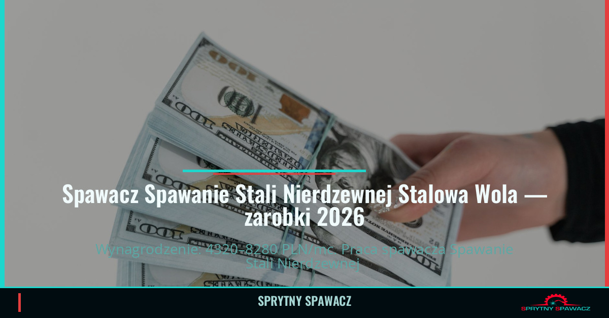 Zarobki spawacza w Stalowej Woli – Lipiec 2026 1 Spawacz Spawanie Stali Nierdzewnej Stalowa Wola — zarobki 4320–8280 PLN/mc — SprytnySpawacz.pl
