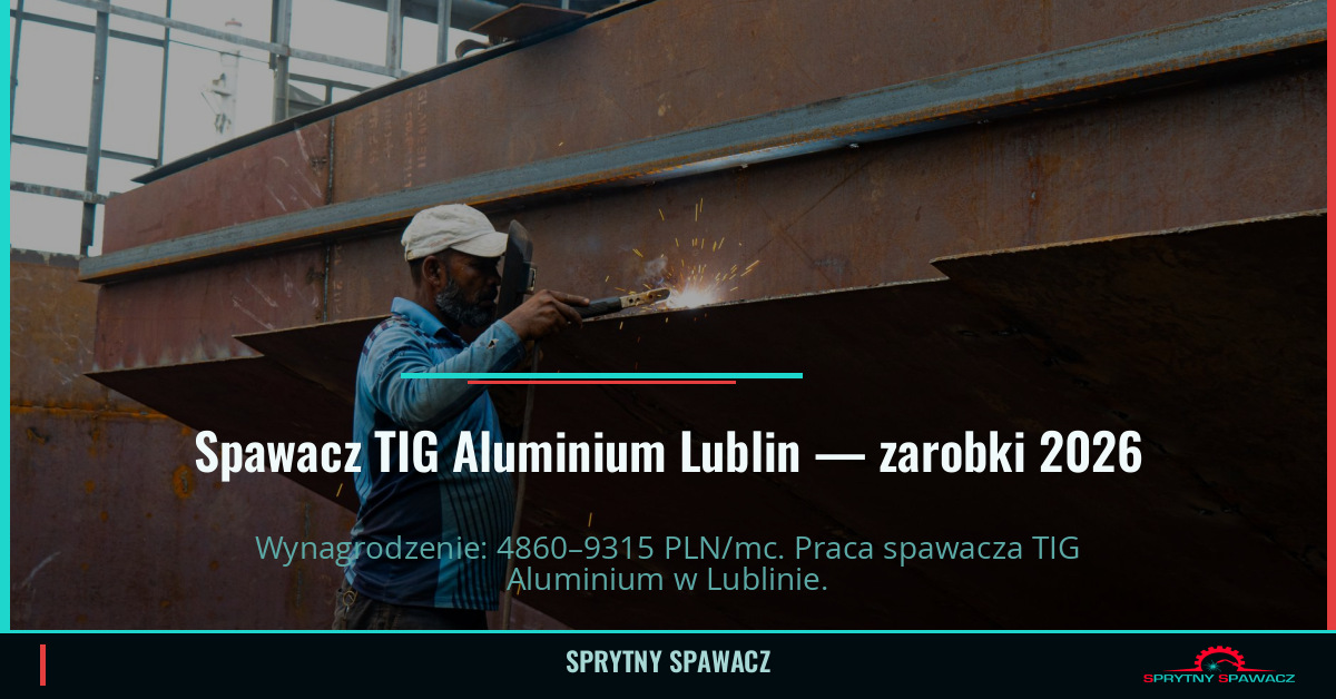 Zarobki spawacza TIG Aluminium w Lublinie 1 Spawacz TIG Aluminium Lublin — zarobki 4860–9315 PLN/mc — SprytnySpawacz.pl