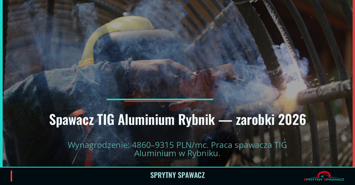 Zarobki spawacza TIG Aluminium w Rybniku 1 Spawacz TIG Aluminium Rybnik — zarobki 4860–9315 PLN/mc — SprytnySpawacz.pl
